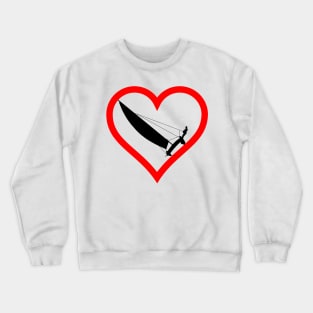 Red heart contour with catamaran Crewneck Sweatshirt